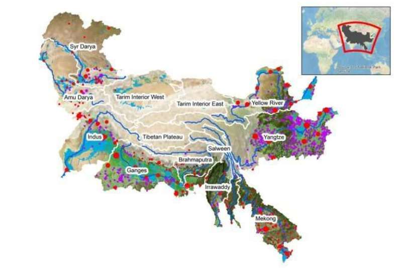 Mapping the Impact: Hindu Kush Himalaya's River Basins and Human Settlements.